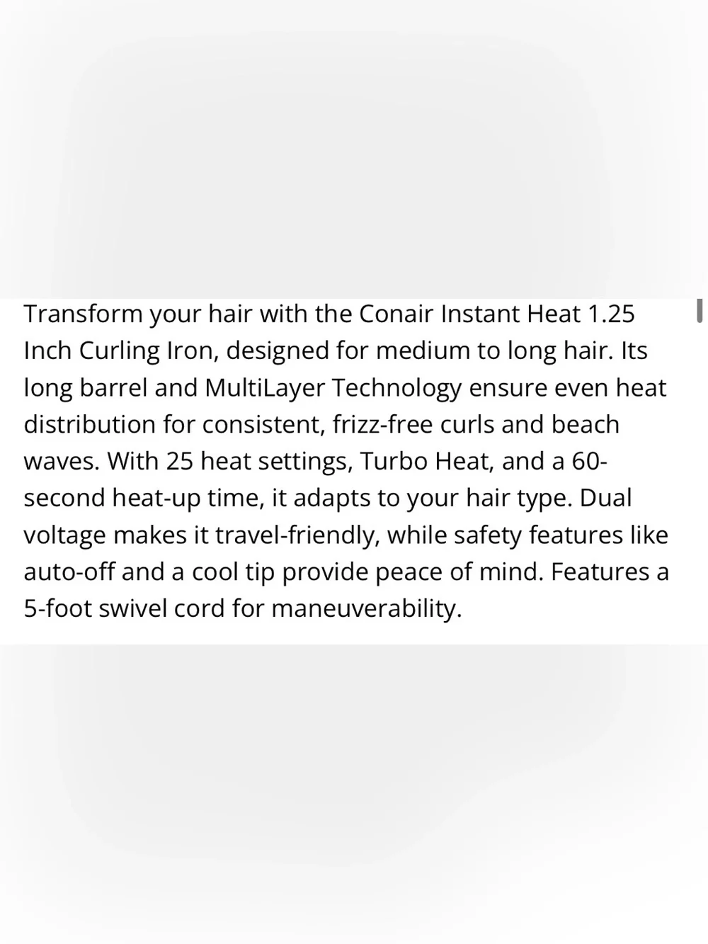 Conair Electric Curling Iron Hair Tool 1.25”